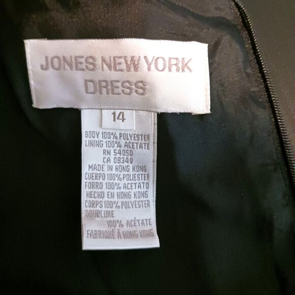 VTG Jones New York Black Beaded Shift Midi‎ Dress Size 14 Short Sleeves Back Zip - Picture 7 of 10